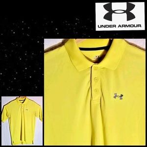 Mens Yellow Under Armour  S/S Golf Athletic Polo